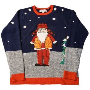 Jolly Sweaters Men’s Ugly Christmas Sweater Santa Claus Vest Trees Size‎ XL